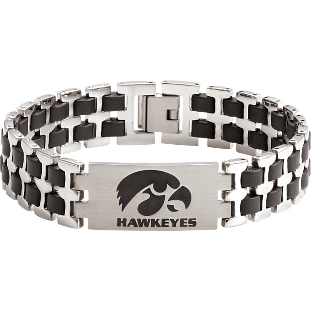 Stainless Steel Iowa Hawkeyes Logo 8 5 Bracelet 650400 116 P