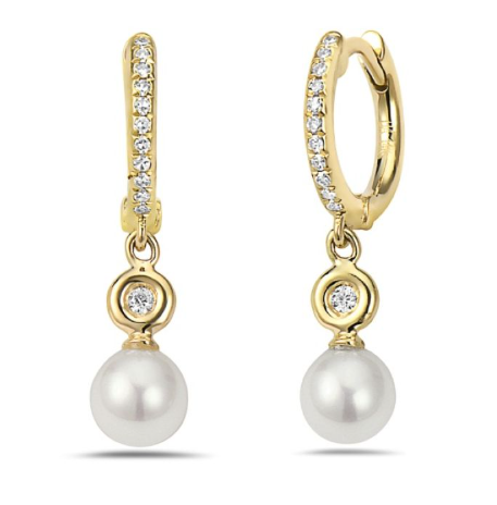 Gold and Diamond Pearl Earrings