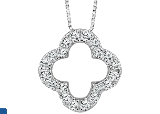 White Gold and Diamond Clover Pendant