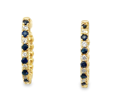 Sapphire and Diamond Hoop Earrings