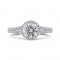 14K White Gold Round Diamond Halo Engagement Ring with Split Shank (Semi-Mount)