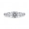 14K White Gold Three-Stone Engagement Ring with Round Diamond (Semi-Mount)