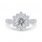 14K White Gold Round Diamond Floral Engagement Ring with Round Shank (Semi-Mount)