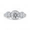 14K White Gold Round Diamond Three Halo Engagement Ring with Round Shank (Semi-Mount)