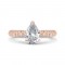 14K Rose Gold Pear Diamond Double Row Engagement Ring with Round Shank (Semi-Mount)