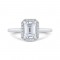 14K White Gold Emerald Cut Diamond Halo Engagement Ring (Semi-Mount)