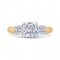 14K Two-Tone Gold Cushion Cut Diamond Three-Stone Plus Engagement Ring with Round Shank (Semi-Mount)