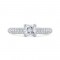 14K White Gold Princess Diamond Engagement Ring with Round Shank