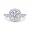 18K White Gold Round Cut Diamond Octagon Shape Halo Engagement Ring (Semi-Mount)