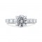 18K White Gold Baguette and Round Diamond Engagement Ring with Round Shank (Semi-Mount)
