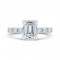 18K White Gold Baguette Diamond Engagement Ring with Round Shank (Semi-Mount)