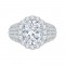 18K White Gold Oval Diamond Halo Engagement Ring (Semi-Mount)