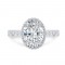 18K White Gold Oval and Round Diamond Engagement Ring with Round Shank (Semi-Mount)