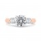 14K Two-Tone Gold Round Diamond Three-Stone Engagement Ring (Semi-Mount)