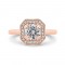 14K Rose Gold Round Diamond Halo Engagement Ring with Euro Shank (Semi-Mount)