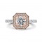 14K Two-Tone Gold Round Diamond Halo Engagement Ring (Semi-Mount)