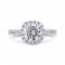 14K White Gold Split Shank Round Diamond Halo Engagement Ring (Semi-Mount)