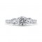 14K White Gold Round Diamond Three-Stone Plus Engagement Ring with Round Shank (Semi-Mount)