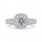 14K White Gold Round Diamond Double Halo Engagement Ring with Split Shank (Semi-Mount)