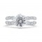 14K White Gold Bezel Set Round Diamond Split Shank Engagement Ring with Milgrain (Semi-Mount)