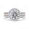 14K Two-Tone Gold Round Diamond Double Halo Engagement Ring (Semi-Mount)
