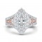 14K Two-Tone Gold Marquise Diamond Halo Engagement Ring with Split Shank (Semi-Mount)