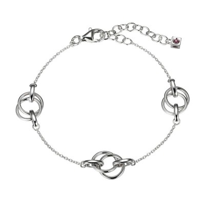 Silver Polished Sterling Silver Doulbe Ring Bracelet Length 8.25