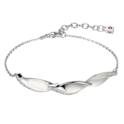 Silver Polished Sterling Silver Leaf Bracelet Length 8
