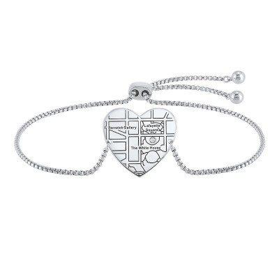 Sterling Silver Bolo Bracelet Heart Shape