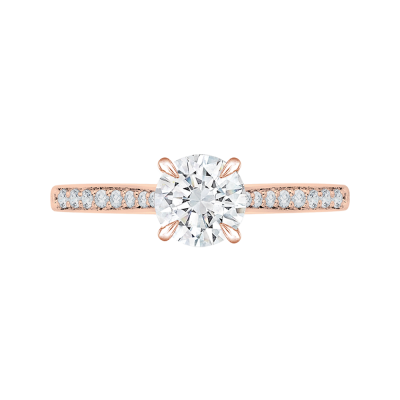 18K Pink Gold 1/5 Ct Round Cut Diamond Engagement Ring (Semi-Mount)