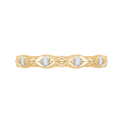 14K Yellow Gold Round Half-Eternity Diamond Wedding Band