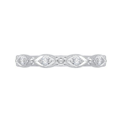 14K White Gold Round Half-Eternity Diamond Wedding Band