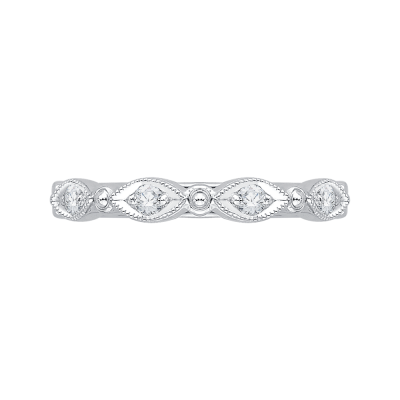 18K White Gold 1/5 Ct Diamond Carizza  Wedding Band