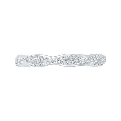 18K White Gold 1/5 Ct Half Diamond Carizza Wedding Band