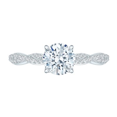 18K White Gold 1/4 Ct Round Cut Diamond Engagement Ring (Semi-Mount)