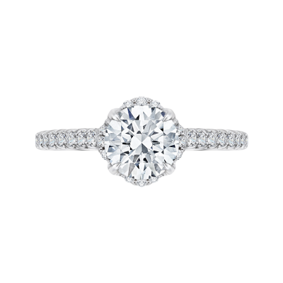 18K White Gold 1/3 Ct Round Cut Diamond Engagement Ring (Semi-Mount)