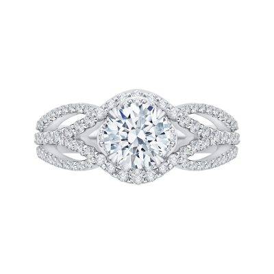 18K White Gold 5/8 Ct Round Cut Diamond Engagement Ring (Semi-Mount)