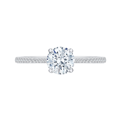 18K White Gold 1/2  Ct Round Cut Diamond Engagement Ring (Semi-Mount)