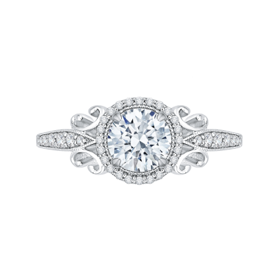 18K White Gold 3/8 Ct Round Cut Diamond Engagement Ring (Semi-Mount)