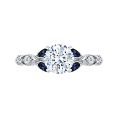 18K White Gold 1/5 Ct Round Cut Diamond Engagement Ring (Semi-Mount)