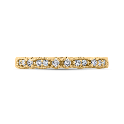 14K Yellow Gold Round Diamond Wedding Band