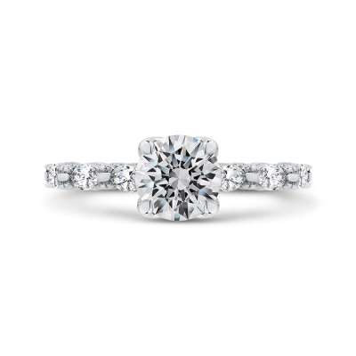 14K White Gold 3/4 Ct Round Cut Diamond Engagement Ring (Semi-Mount)