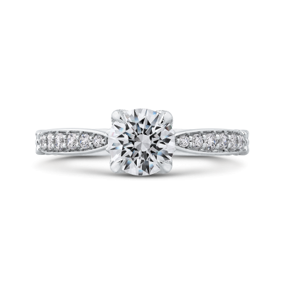 14K White Gold 1/4 Ct Round Cut Diamond Engagement Ring (Semi-Mount)