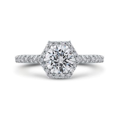 14K White Gold 1/2 Ct Round Cut Diamond Engagement Ring (Semi-Mount)