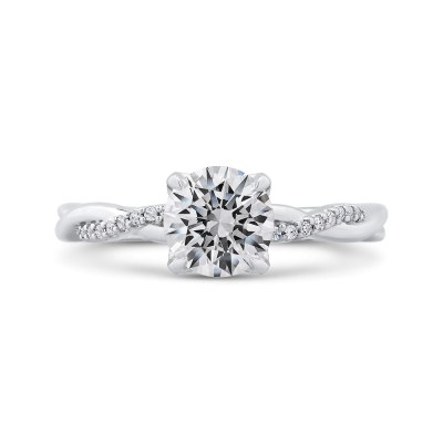 14K White Gold .08 Ct Round Cut Diamond Engagement Ring (Semi-Mount)