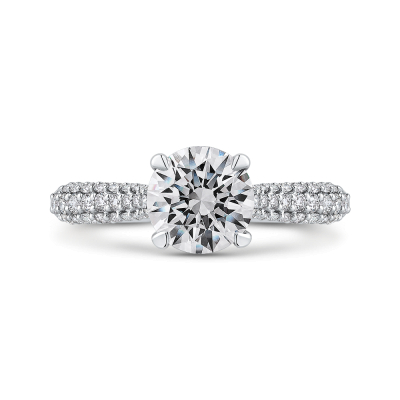 14K White Gold 3/8 Ct Round Cut Diamond Engagement Ring (Semi-Mount)