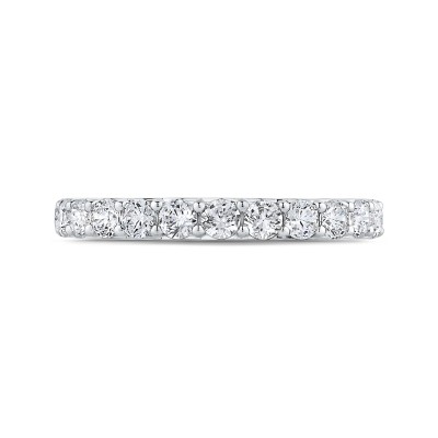 Round Diamond Half-Eternity Wedding Band In 14K White Gold