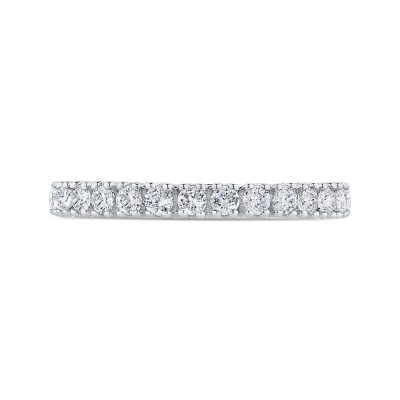 Round Diamond Half-Eternity Wedding Band In 14K White Gold with Euro Shank