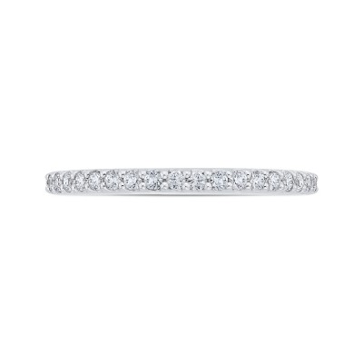 14K White Gold Round Half-Eternity Diamond Wedding Band