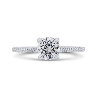 14K White Gold Round Diamond Engagement Ring (Semi-Mount)